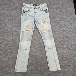 Legendary Status Boys Size 20 Light Wash Distressed Moto Denim Jeans Biker